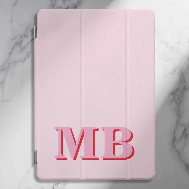 Minimalist Modern Pink Red Initial Monogram iPad Pro Cover (Creator Uploaded)