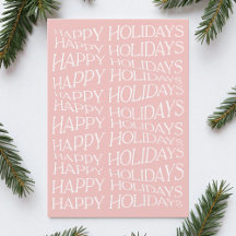 Minimalist Modern Pink Typography Happy Holidays