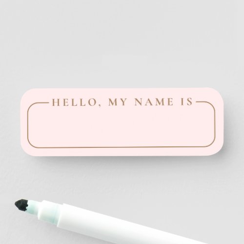 Minimalist Modern Pink Wedding Blank Name Tag