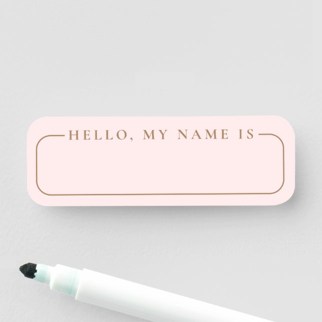 Minimalist Modern Pink Wedding Blank Name Tag (In Situ)