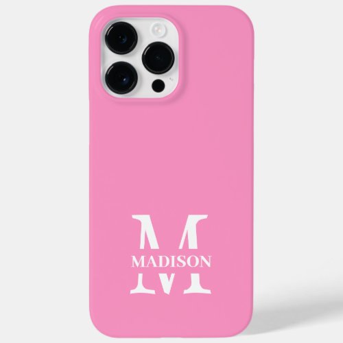 Minimalist Modern Pink White Initial Name Case_Mate iPhone 14 Pro Max Case