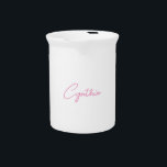 Minimalist Modern Plain Calligraphy Add Name Beverage Pitcher<br><div class="desc">It is a very elegant,  very aesthetic and very simple perfect design. With such simplicity,  you will immediately reflect what a fine personality you have and the sensitivity in your work.</div>