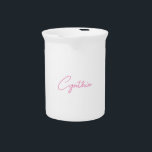 Minimalist Modern Plain Calligraphy Add Name Beverage Pitcher<br><div class="desc">It is a very elegant,  very aesthetic and very simple perfect design. With such simplicity,  you will immediately reflect what a fine personality you have and the sensitivity in your work.</div>
