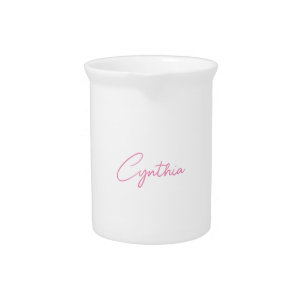 Minimalist Modern Plain Calligraphy Add Name Beverage Pitcher