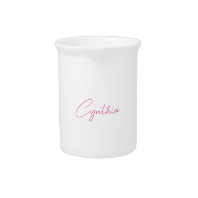  Minimalist Modern Plain Calligraphy Add Name Beverage Pitcher (Front)
