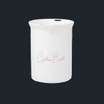 Minimalist Modern Plain Calligraphy Add Name Beverage Pitcher<br><div class="desc">It is a very elegant,  very aesthetic and very simple perfect design. With such simplicity,  you will immediately reflect what a fine personality you have and the sensitivity in your work.</div>