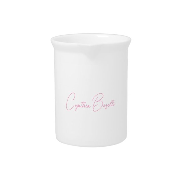  Minimalist Modern Plain Calligraphy Add Name Beverage Pitcher (Front)