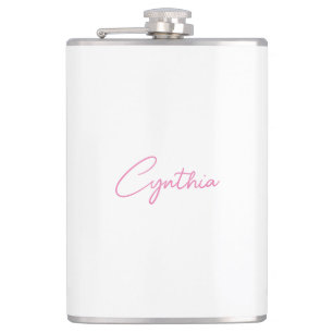 Minimalist Modern Plain Calligraphy Add Name Flask