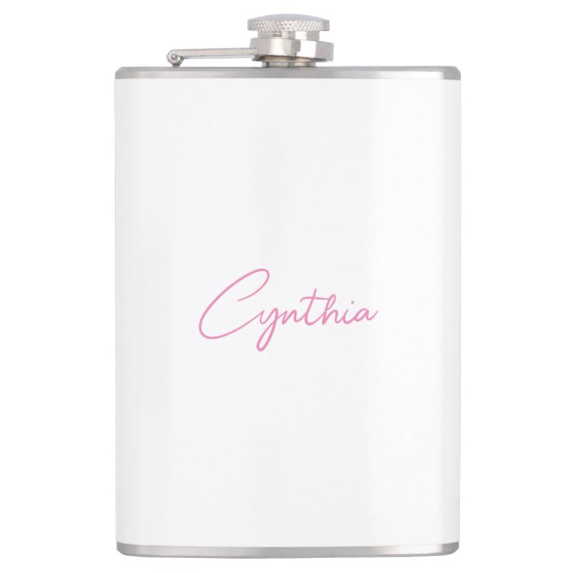  Minimalist Modern Plain Calligraphy Add Name Flask (Front)