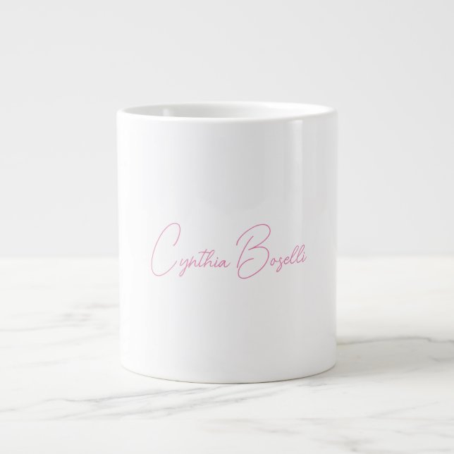  Minimalist Modern Plain Calligraphy Add Name Giant Coffee Mug (Front)