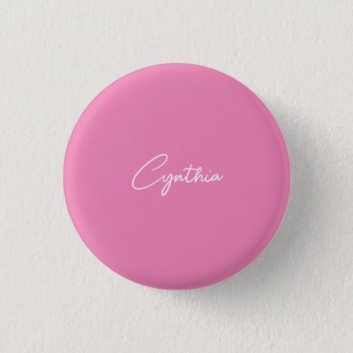  Minimalist Modern Plain Calligraphy Add Name Pink Button