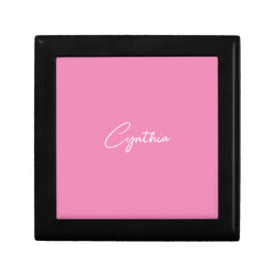Minimalist Modern Plain Calligraphy Add Name Pink Gift Box