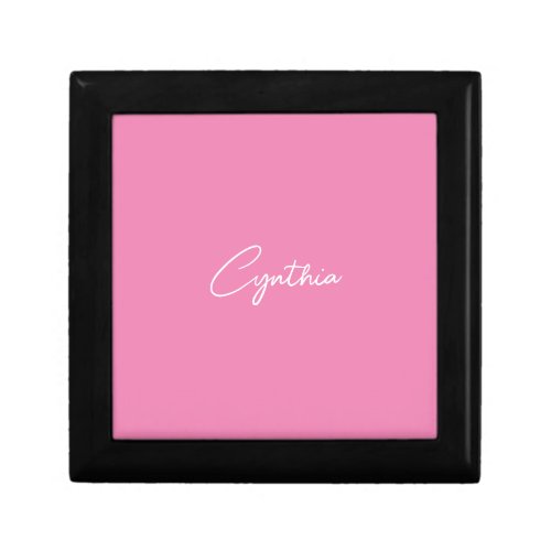  Minimalist Modern Plain Calligraphy Add Name Pink Gift Box