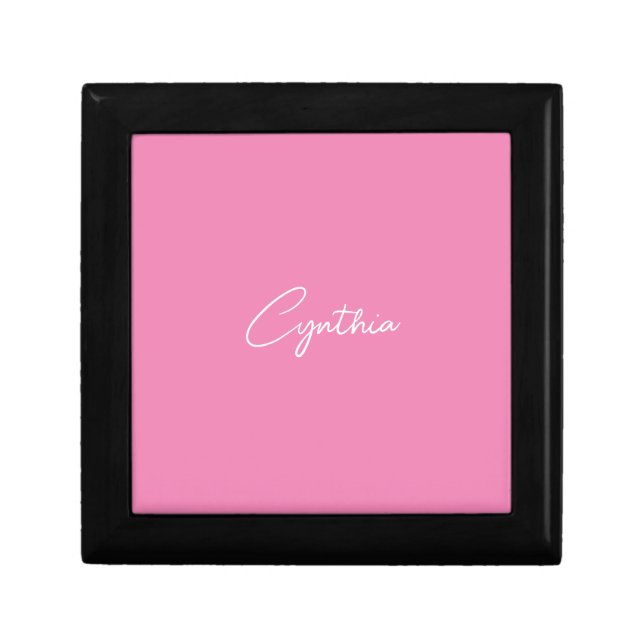  Minimalist Modern Plain Calligraphy Add Name Pink Gift Box (Front)