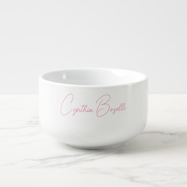  Minimalist Modern Plain Calligraphy Add Name Soup Mug (Front)
