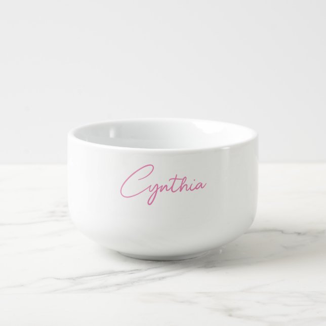  Minimalist Modern Plain Calligraphy Add Name Soup Mug (Front)