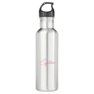 Minimalist Modern Plain Calligraphy Add Name Stainless Steel Water Bottle
