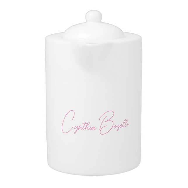  Minimalist Modern Plain Calligraphy Add Name Teapot (Front)