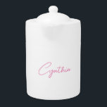 Minimalist Modern Plain Calligraphy Add Name Teapot<br><div class="desc">It is a very elegant, very aesthetic and very simple perfect design. With such simplicity, you will immediately reflect what a fine personality you have and the sensitivity in your work.</div>