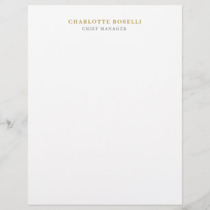 Minimalist Modern Plain Professional Gold Color Letterhead