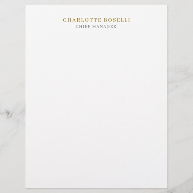 Minimalist Modern Plain Professional Gold Color Letterhead (Front)