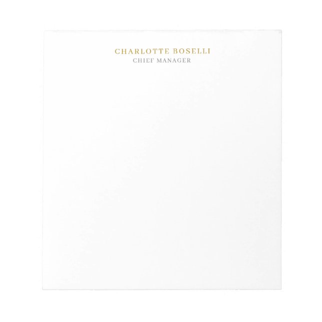 Minimalist Modern Plain Professional Gold Color Notepad (Front)