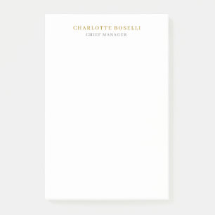 Minimalist Modern Plain Professional Gold Color Post-it Notes