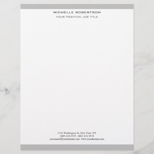 Minimalist Modern Plain Simple Grey White Letterhead