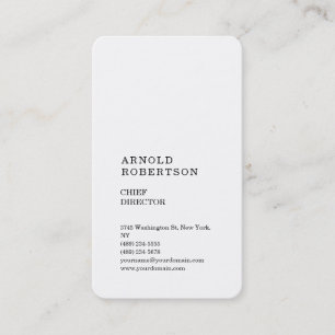 Minimalist Modern Plain Simple Vertical White Business Card