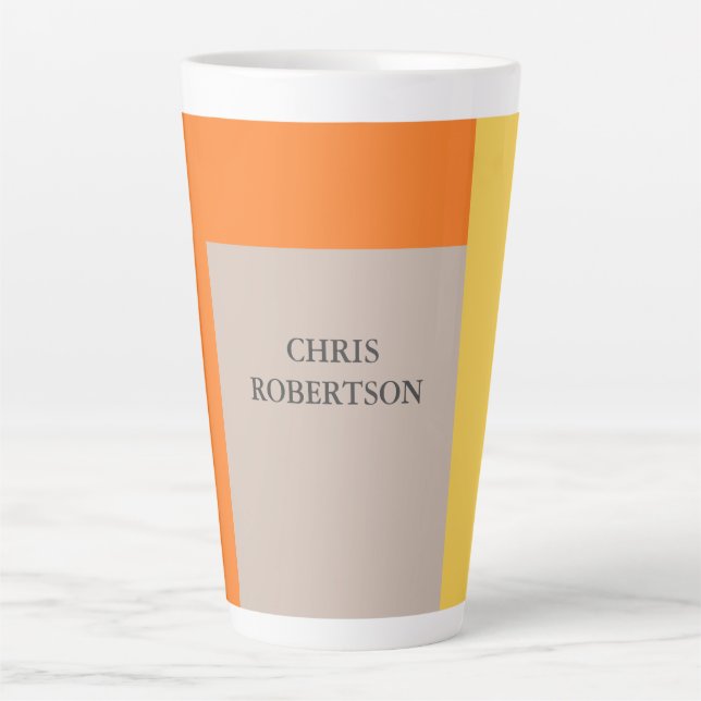 Minimalist Modern Plain Your Name Latte Mug (Front)