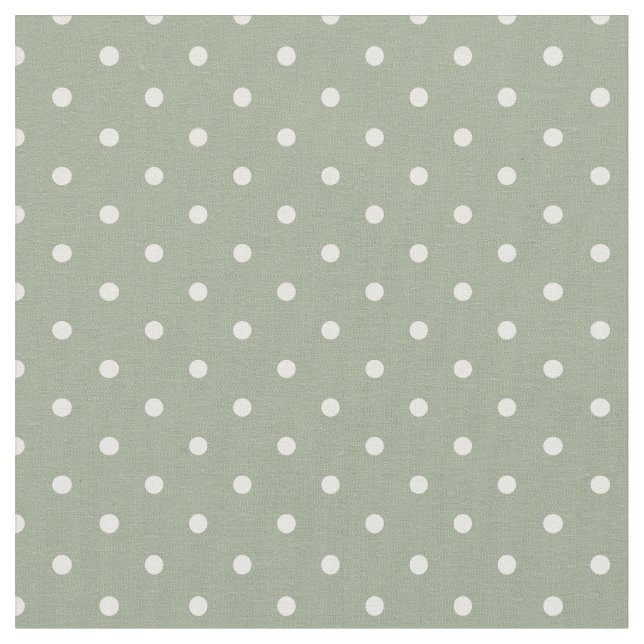 Minimalist Modern Polka Dot Neutral Sage Green Fabric (Close Up)