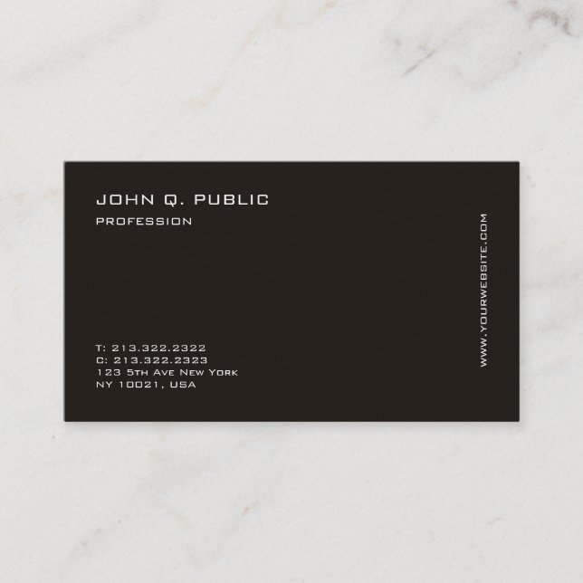 Minimalist Modern Professional Black White Simple Business Card (Front)