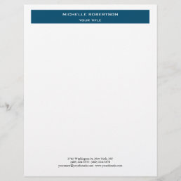 Minimalist Modern Professional Blue White Letterhead