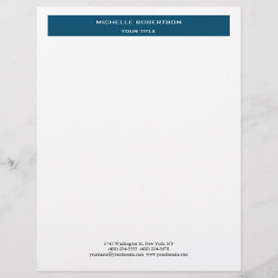 Minimalist Modern Professional Blue White Letterhead