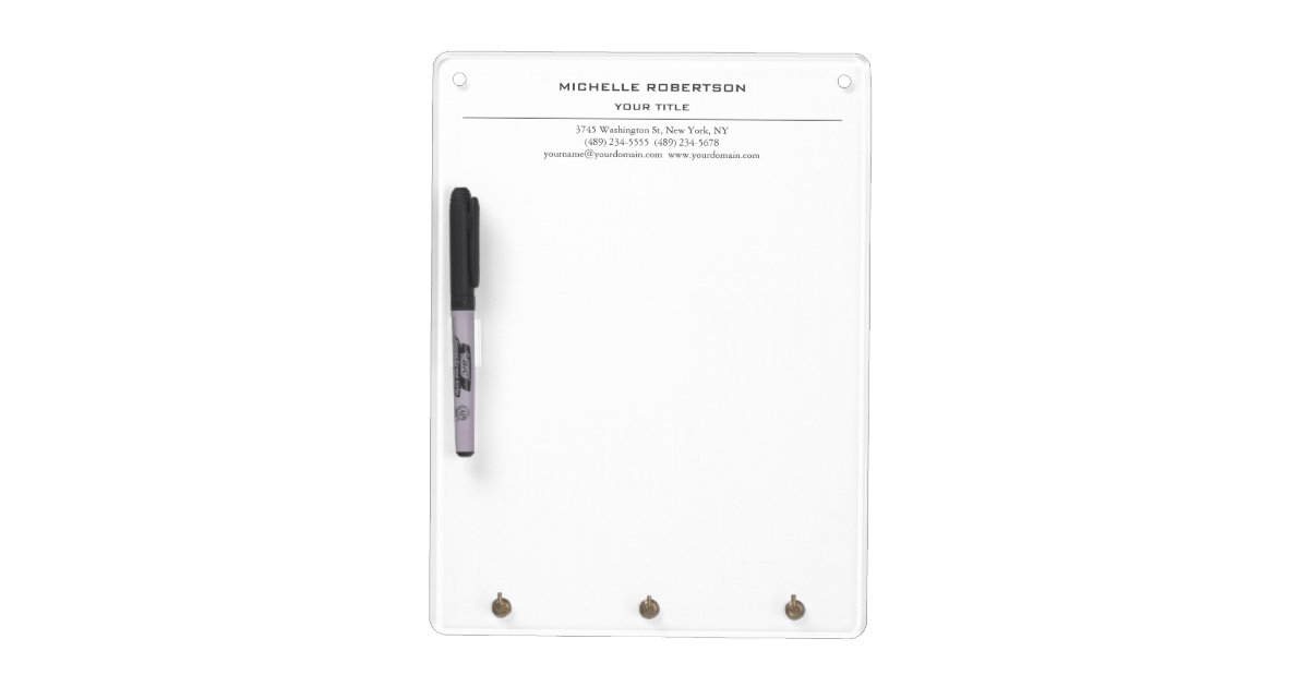Plain Black White Professional Minimalist Name Dry Erase Board
