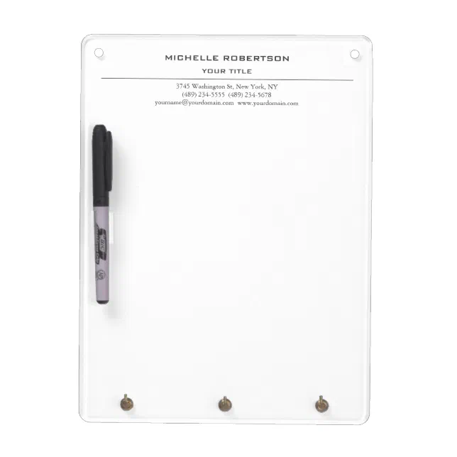 Plain Black White Professional Minimalist Name Dry Erase Board