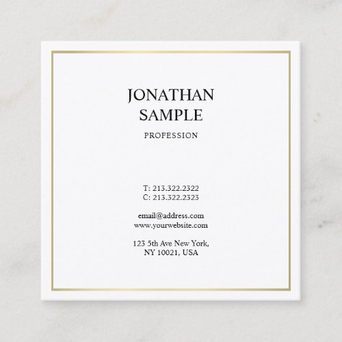 Minimalist Modern Professional Design Stylish Luxe Square Business Card