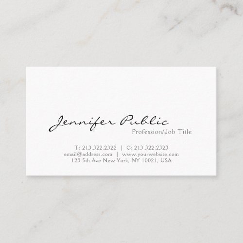 Minimalist Modern Professional Elegant White  Business Card