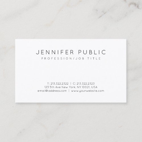 Minimalist Modern Professional Elegant White Plain Business Card