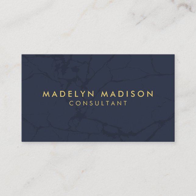 Minimalist Modern Professional Gold Navy Blue Business Card (Front)