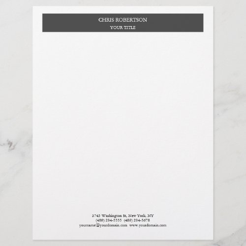 Minimalist Modern Professional Grey White Letterhead