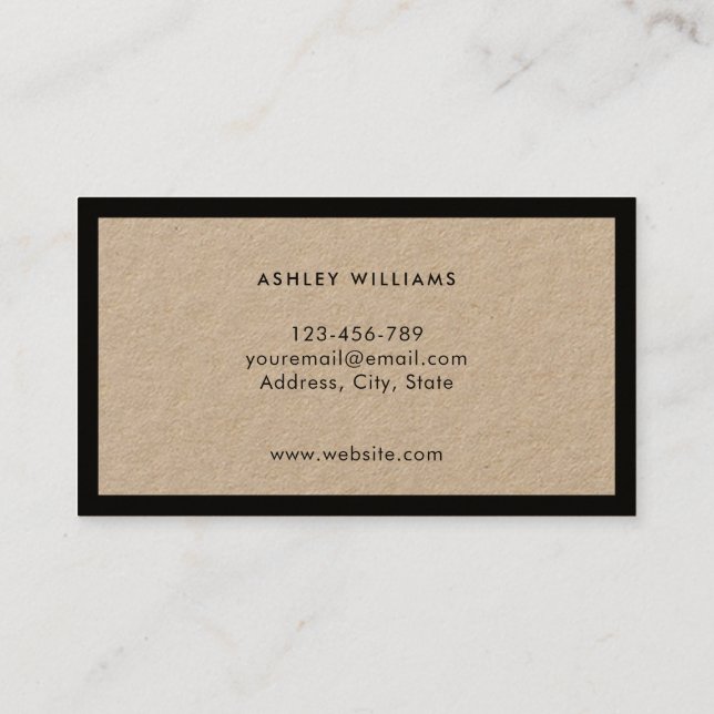 Minimalist Modern Professional Kraft Business Card (Back)