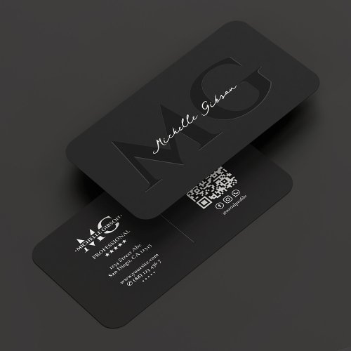 Minimalist Modern Professional Monogram Black Business Card