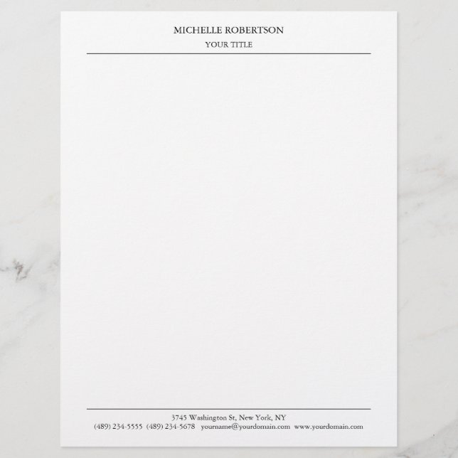 Minimalist Modern Professional Plain Classical Letterhead (Front)