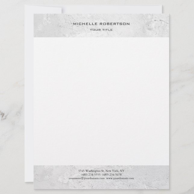 Minimalist Modern Professional Plain Grey White Letterhead (Front)