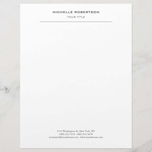 Minimalist Modern Professional Plain Letterhead (Front)
