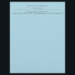 Minimalist Modern Professional Plain Sky Blue Letterhead<br><div class="desc">You can change the fonts,  colors,  background with easy to use tool.</div>