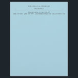 Minimalist Modern Professional Plain Sky Blue Letterhead<br><div class="desc">You can change the fonts,  colors,  background with easy to use tool.</div>