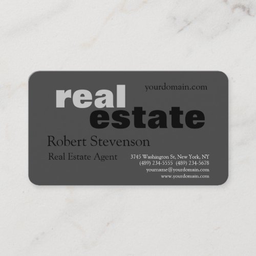 Minimalist Modern Professional Real Estate Agent Business Card