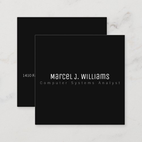 minimalist modern professional simple plain black square business card